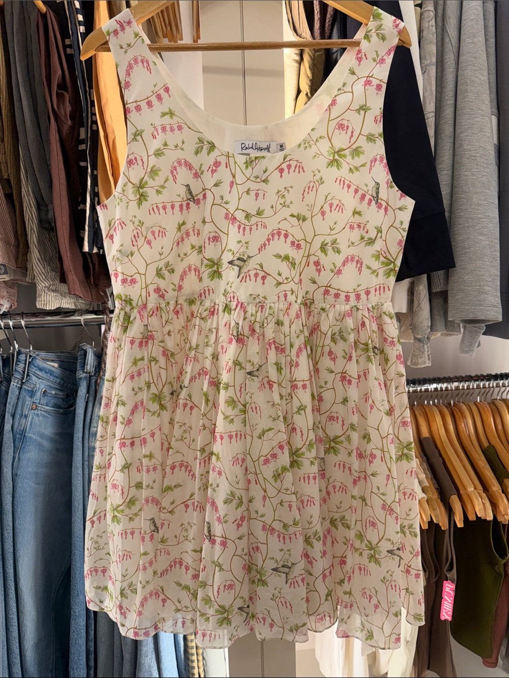 NWT Rachel Antonoff Cream Dress with Pink & Green Floral Print